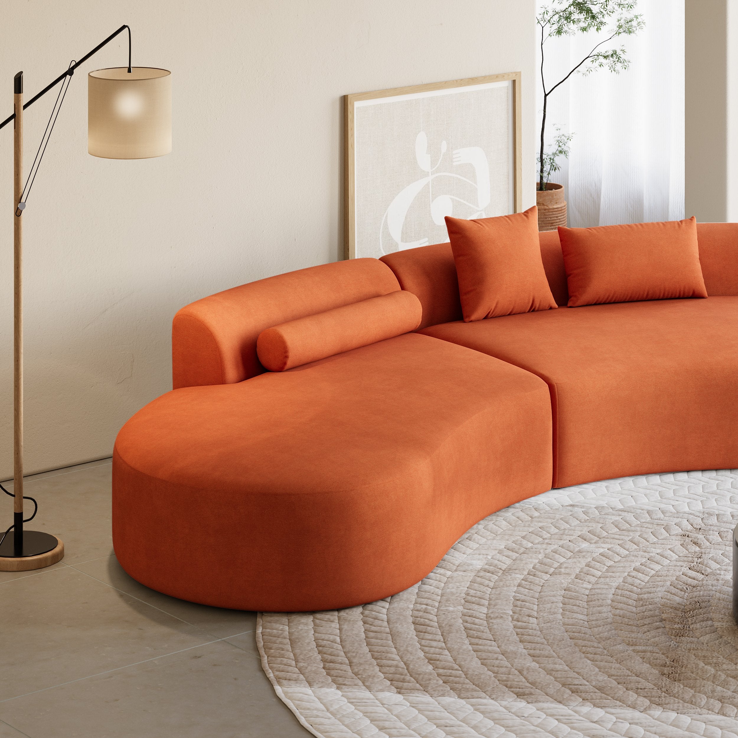 HMR - 109" 2-Piece Curved Sectional Sofa with Pillows