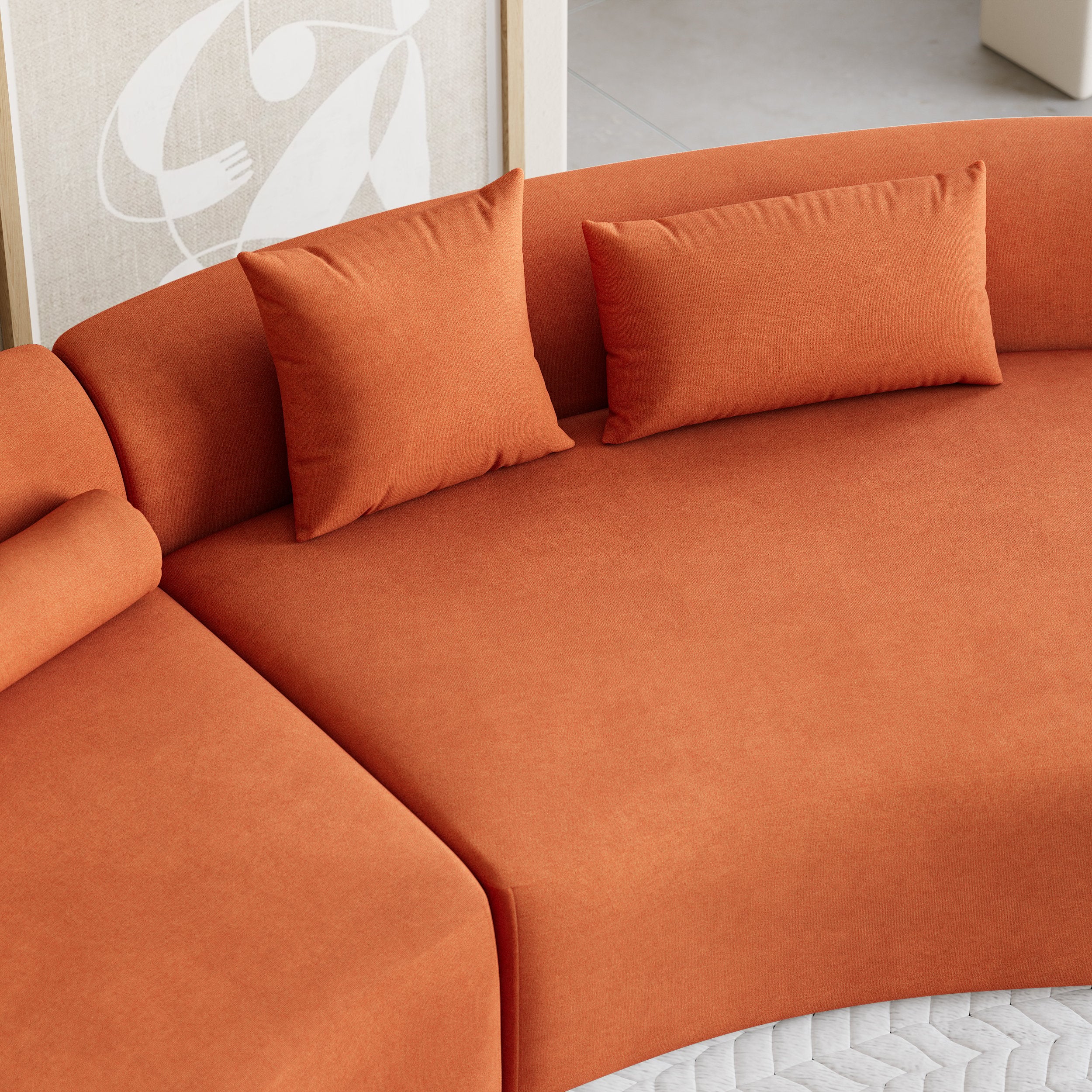 HMR - 109" 2-Piece Curved Sectional Sofa with Pillows