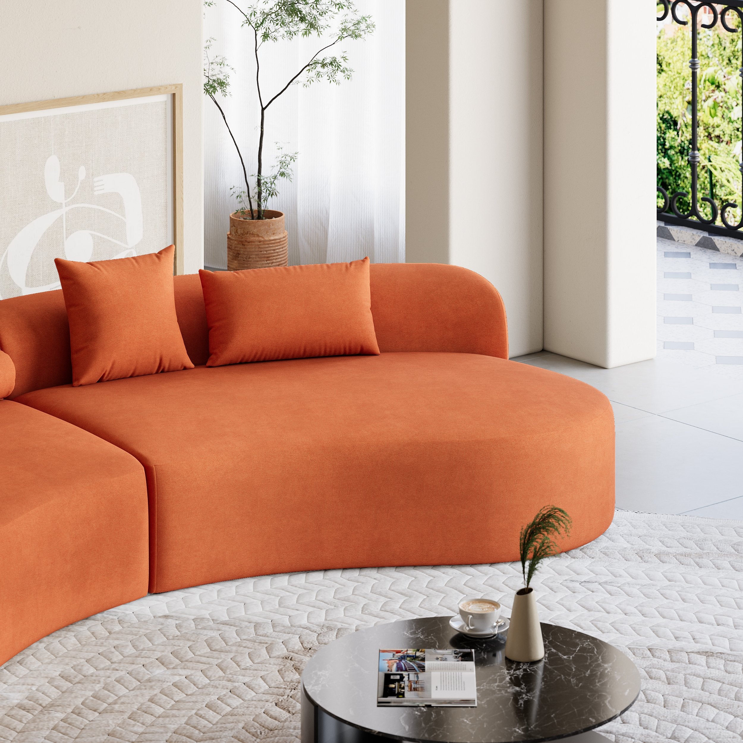 HMR - 109" 2-Piece Curved Sectional Sofa with Pillows