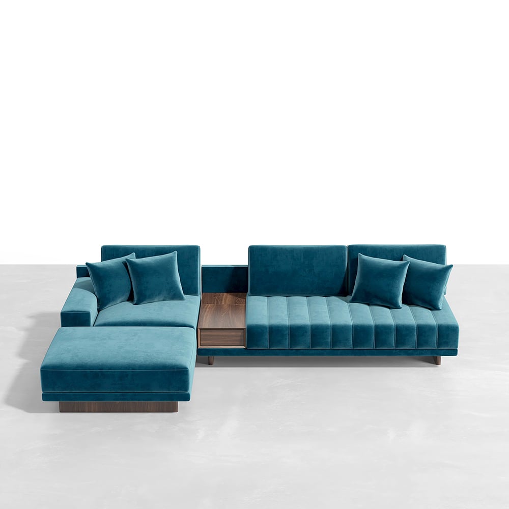 HMR - 126" L-Shaped Modular Sectional with Chaise & Ottoman