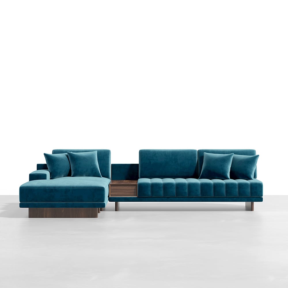 HMR - 126" L-Shaped Modular Sectional with Chaise & Ottoman