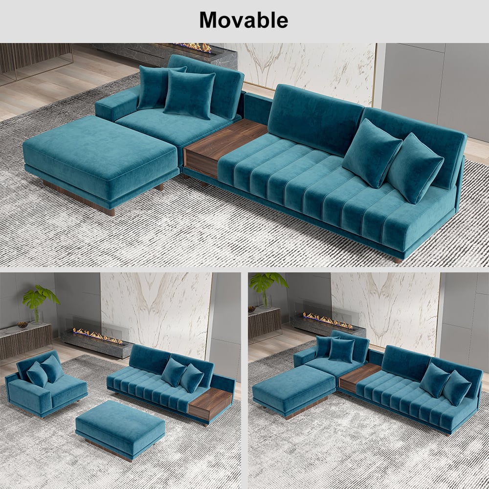 HMR - 126" L-Shaped Modular Sectional with Chaise & Ottoman