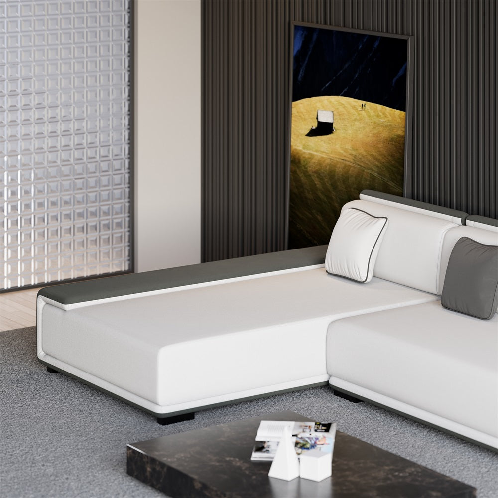HMR - Doart 112" Cotton & Linen 4-Seater Modern Corner Modular Sectional Sofa L-Shaped