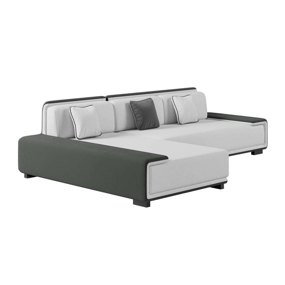 HMR - Doart 112" Cotton & Linen 4-Seater Modern Corner Modular Sectional Sofa L-Shaped