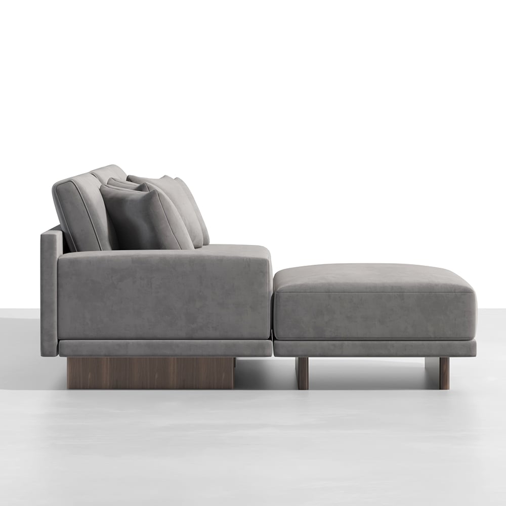 HMR - 126" L-Shaped Modular Sectional with Chaise & Ottoman