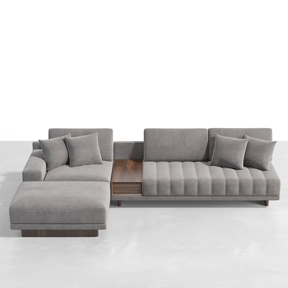 HMR - 126" L-Shaped Modular Sectional with Chaise & Ottoman