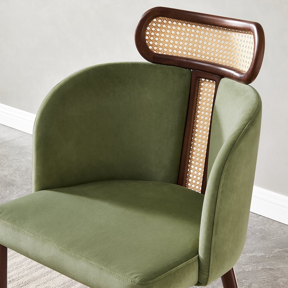 HMR - Mid-Century Modern Dining Chairs with Velvet Upholstery (Set of 2)
