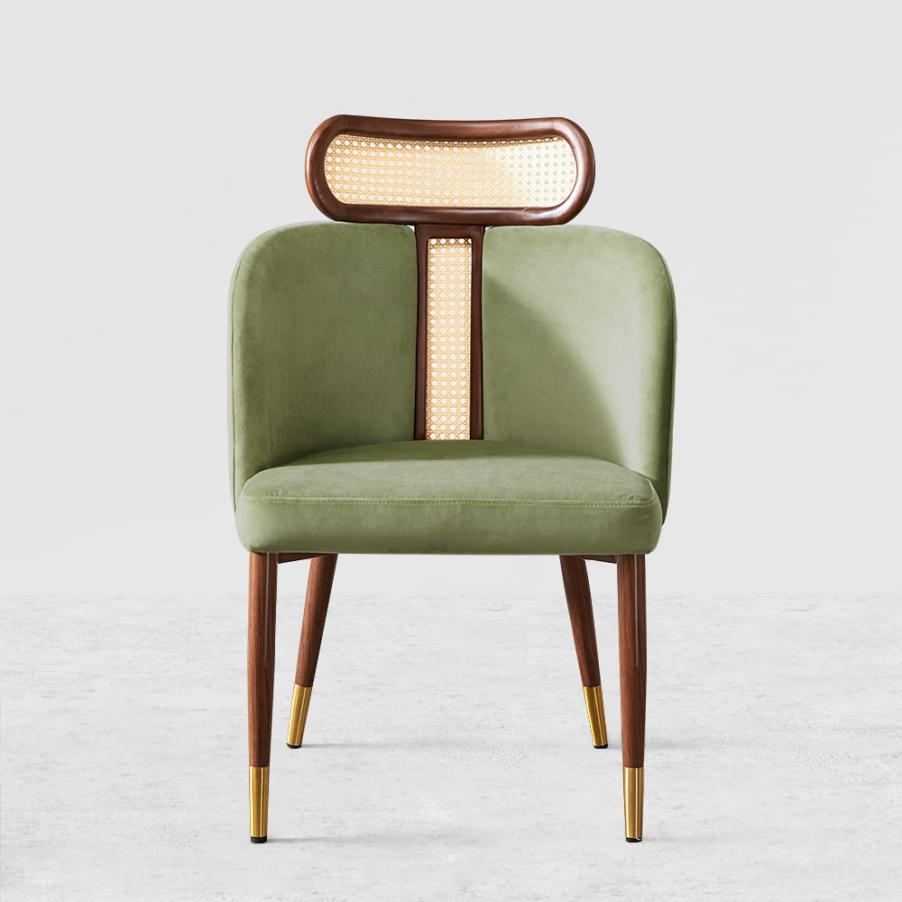 HMR - Mid-Century Modern Dining Chairs with Velvet Upholstery (Set of 2)