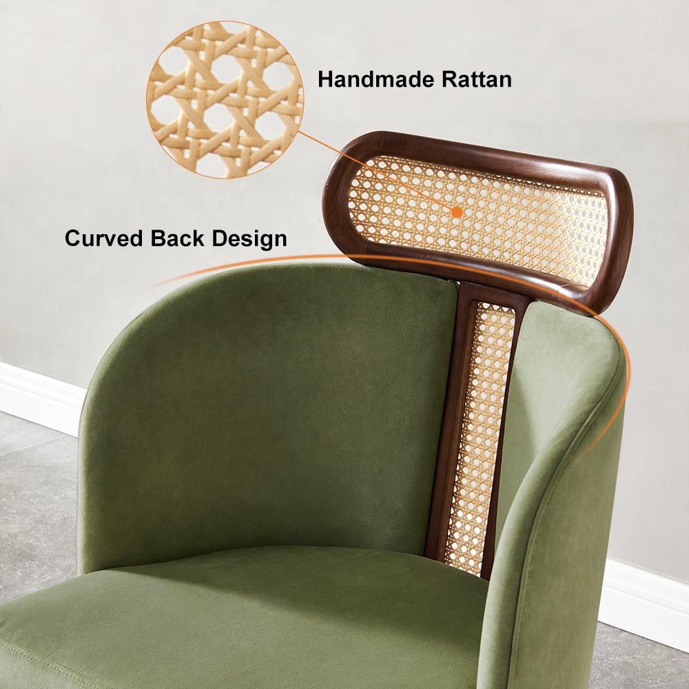 HMR - Mid-Century Modern Dining Chairs with Velvet Upholstery (Set of 2)