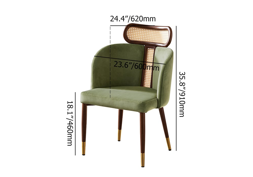 HMR - Mid-Century Modern Dining Chairs with Velvet Upholstery (Set of 2)