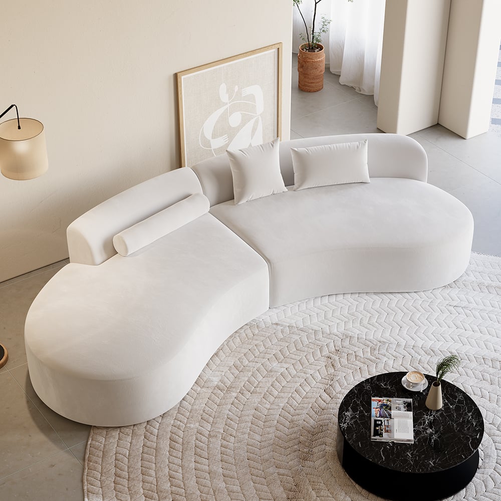 HMR - 109" 2-Piece Curved Sectional Sofa with Pillows