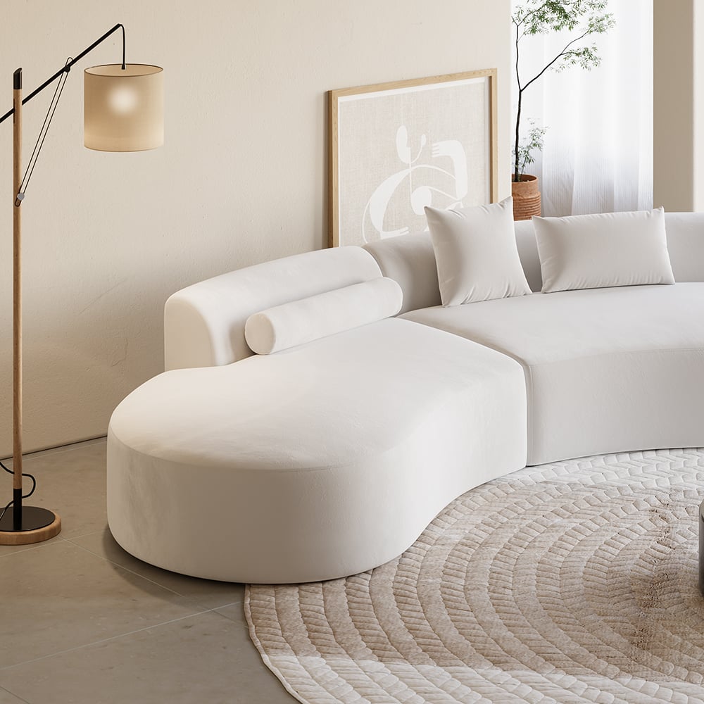 HMR - 109" 2-Piece Curved Sectional Sofa with Pillows