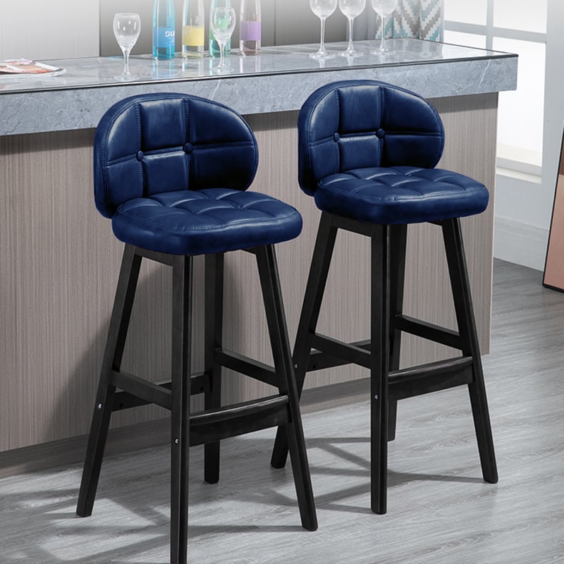 HMR - Rustic 30" Bar Stools with PU Leather Upholstery (Set of 2)