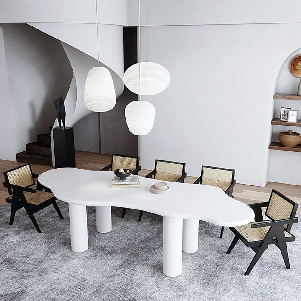 HMR - 70.9" Japandi Style Irregular Wood Dining Table Seats 4-6 People