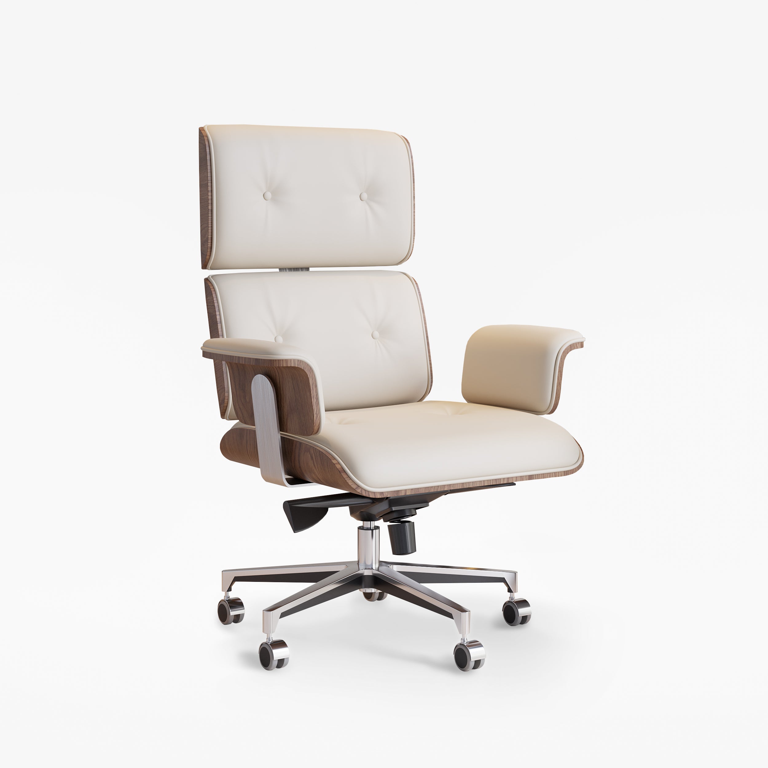 HMR - Modern Home Office Chair Swivel Upholstered Wooden Office Chair Adjustable Height