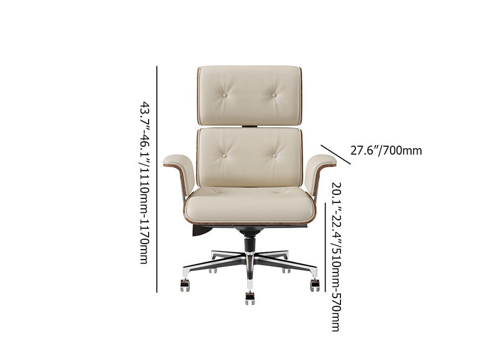 HMR - Modern Home Office Chair Swivel Upholstered Wooden Office Chair Adjustable Height