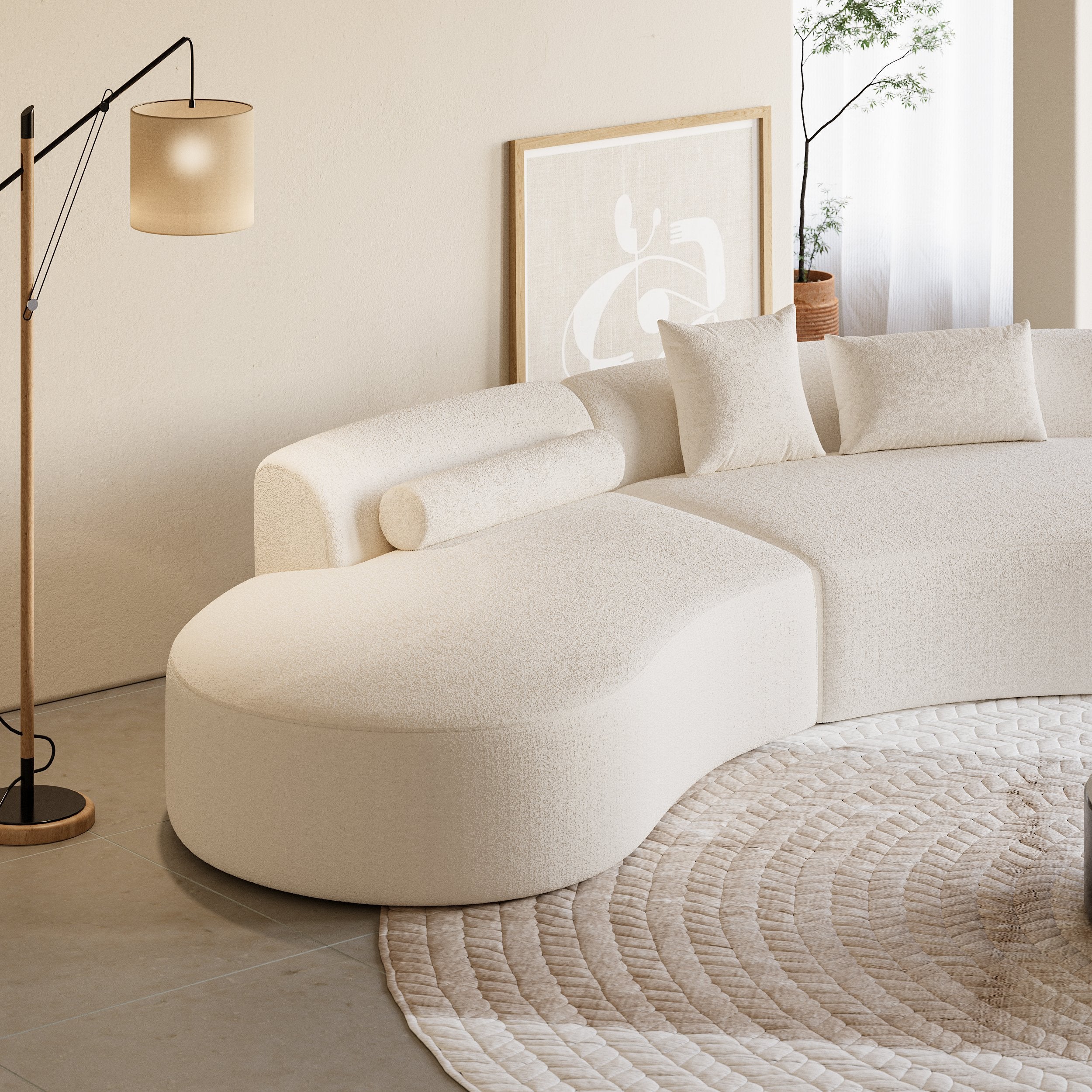 HMR - 109" 2-Piece Curved Sectional Sofa with Pillows
