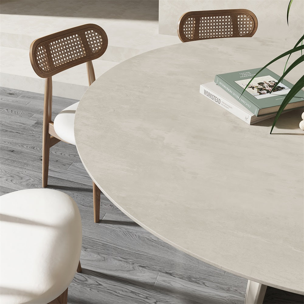 HMR - Dining Set Modern Round Wood Dining Table