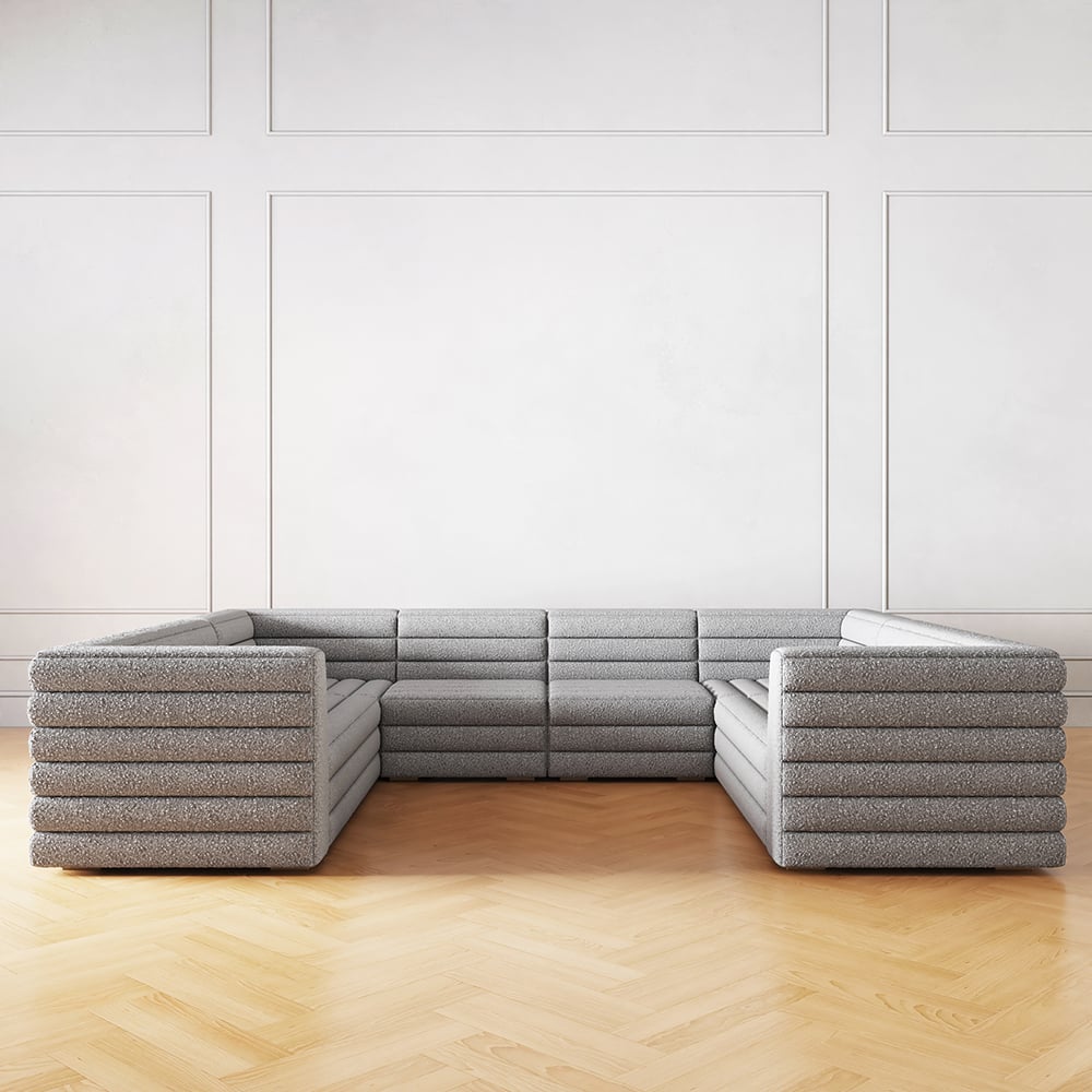 HMR - 126" U-Shaped Modern Modular Sectional Sofa for 8 Seaters