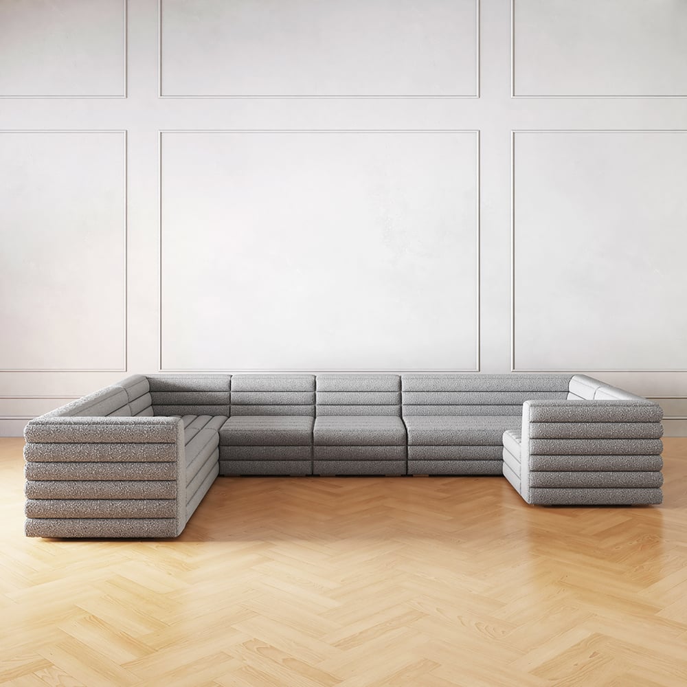 HMR - 126" U-Shaped Modern Modular Sectional Sofa for 8 Seaters