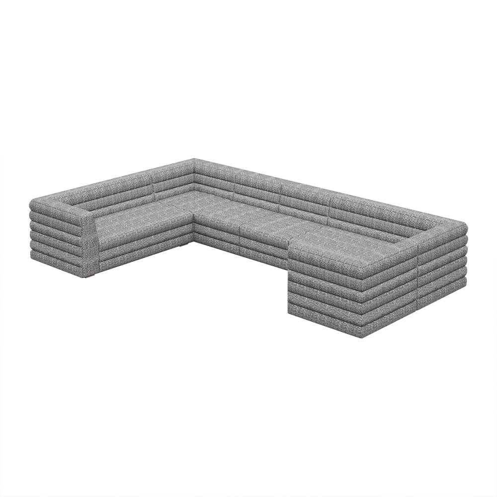 HMR - 126" U-Shaped Modern Modular Sectional Sofa for 8 Seaters