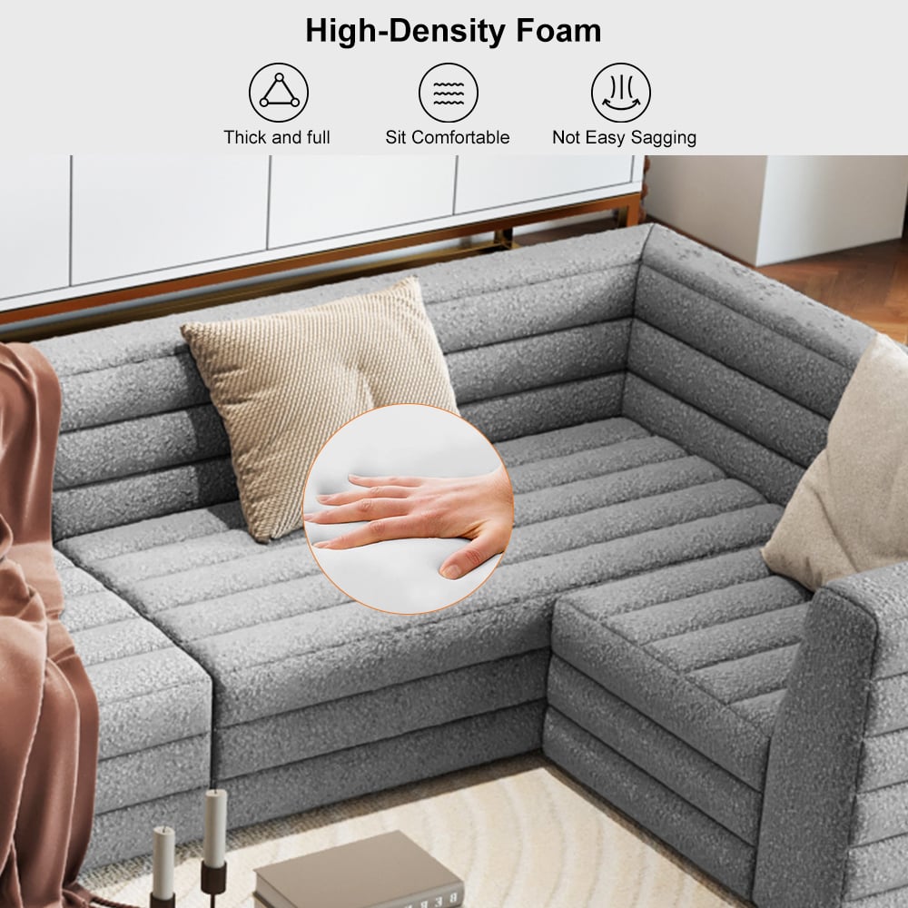 HMR - 126" U-Shaped Modern Modular Sectional Sofa for 8 Seaters