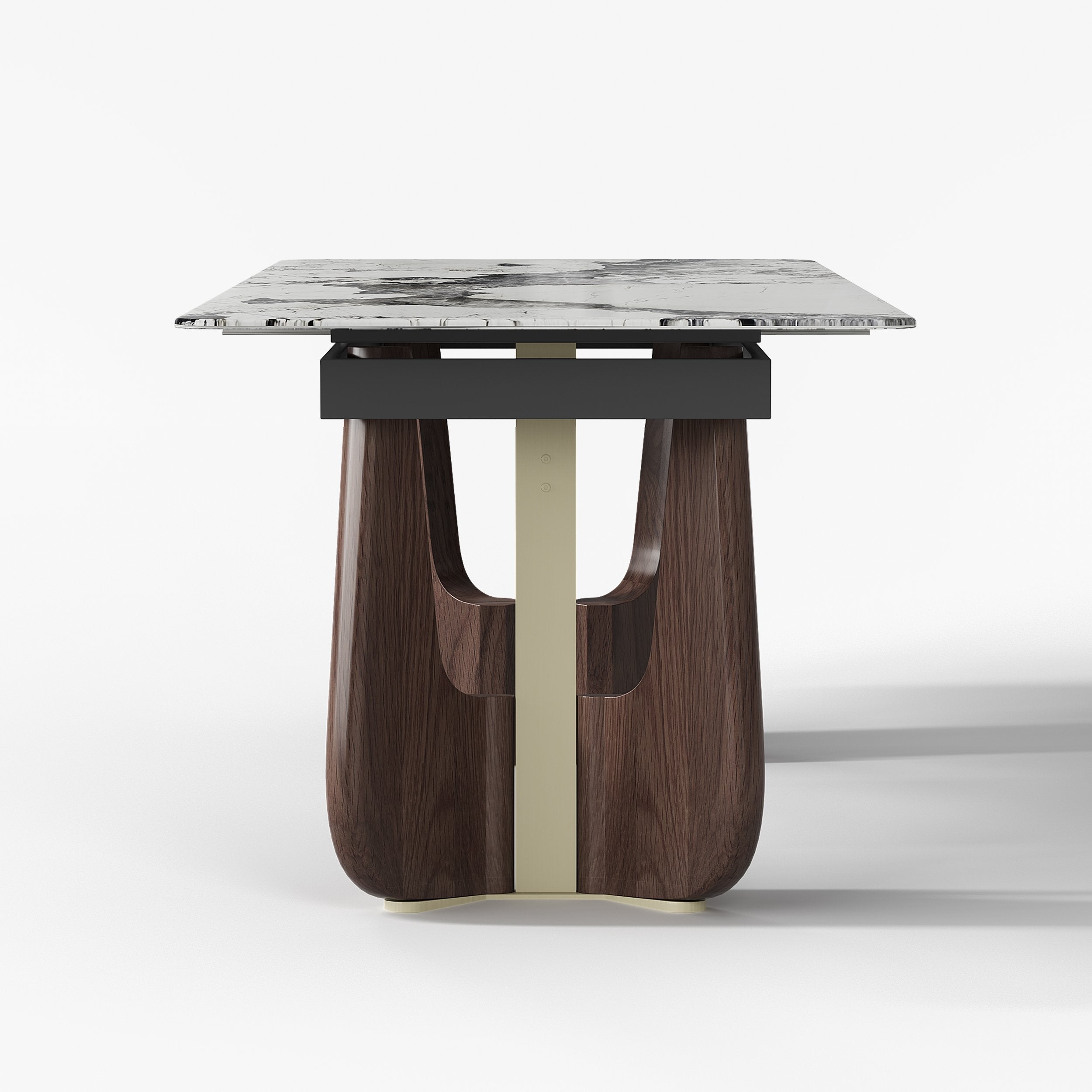 HMR - 71"-87" Rectangle Extendable Dining Table Sintered Stone Top for 6-8 People