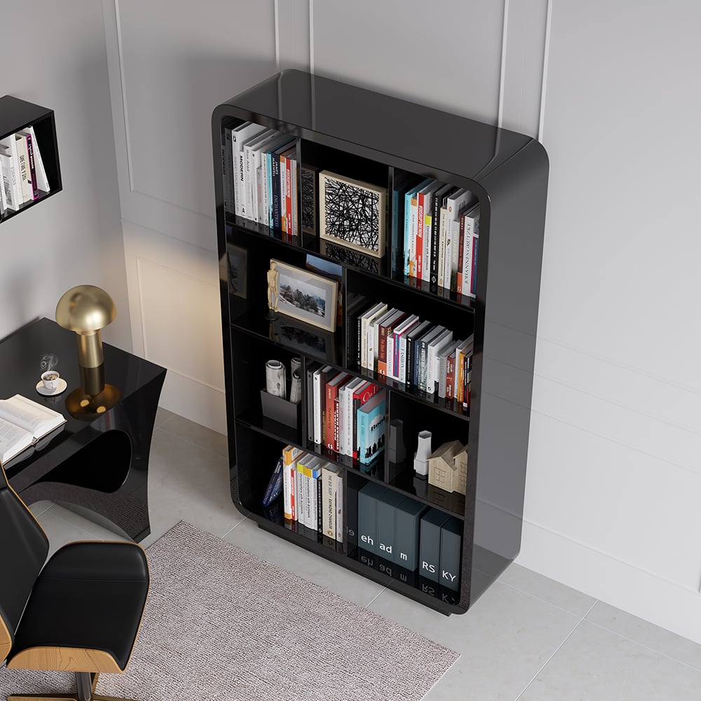 HMR - Chicent 78.7" Modern Bookshelf 4-Tier Standard Bookcase with Rich Storage