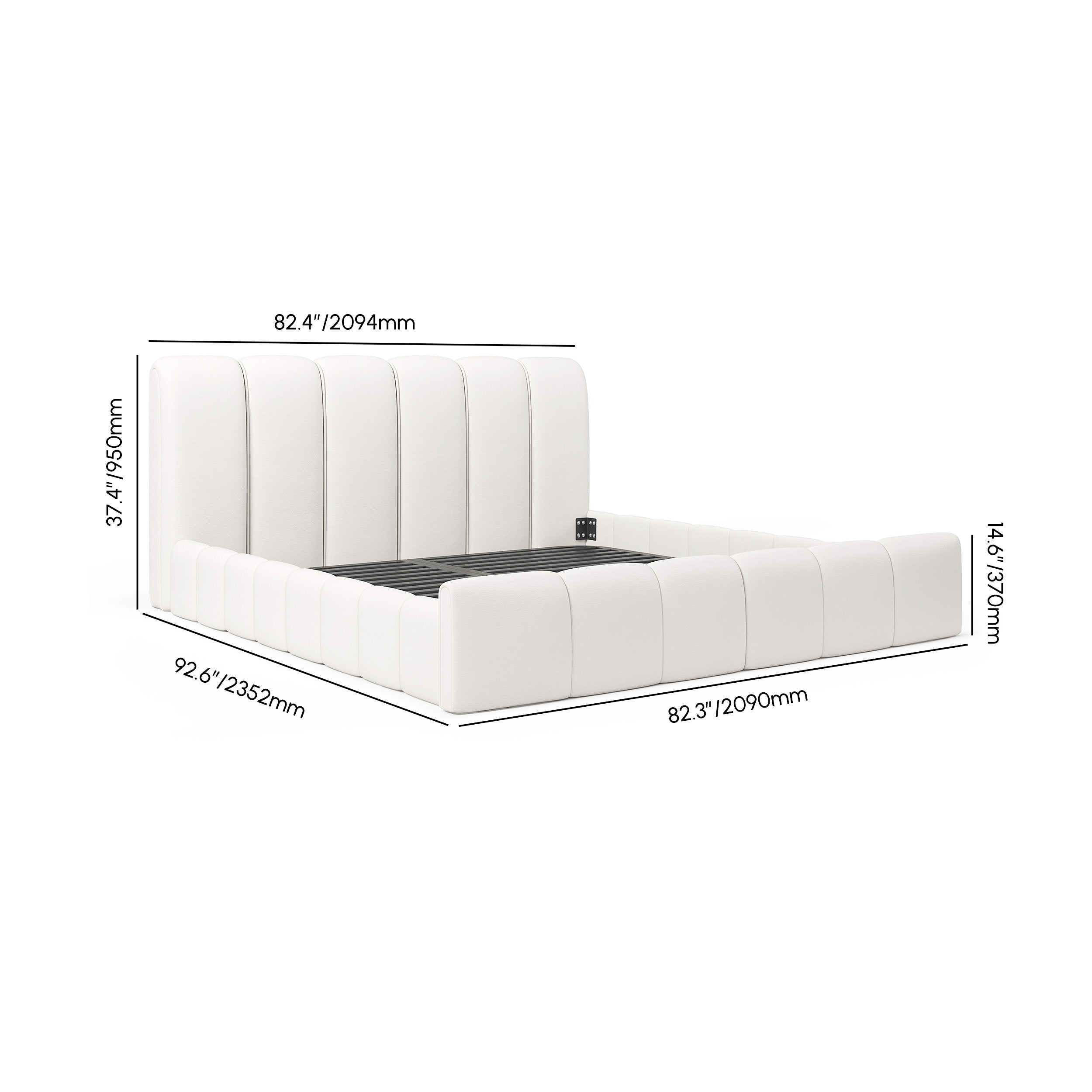 HMR - Humply Modern Leather Wingback King Bed Frame with Upholstered Headboard