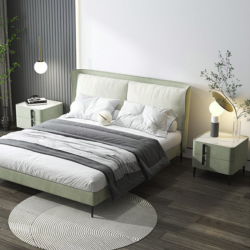 HMR - Modern Nightstand with Drawers & Sintered Stone Top Freestanding Bedside Table