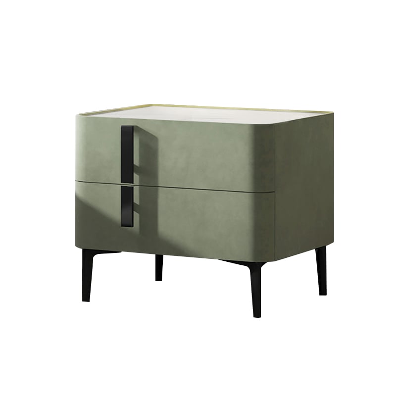 HMR - Modern Nightstand with Drawers & Sintered Stone Top Freestanding Bedside Table