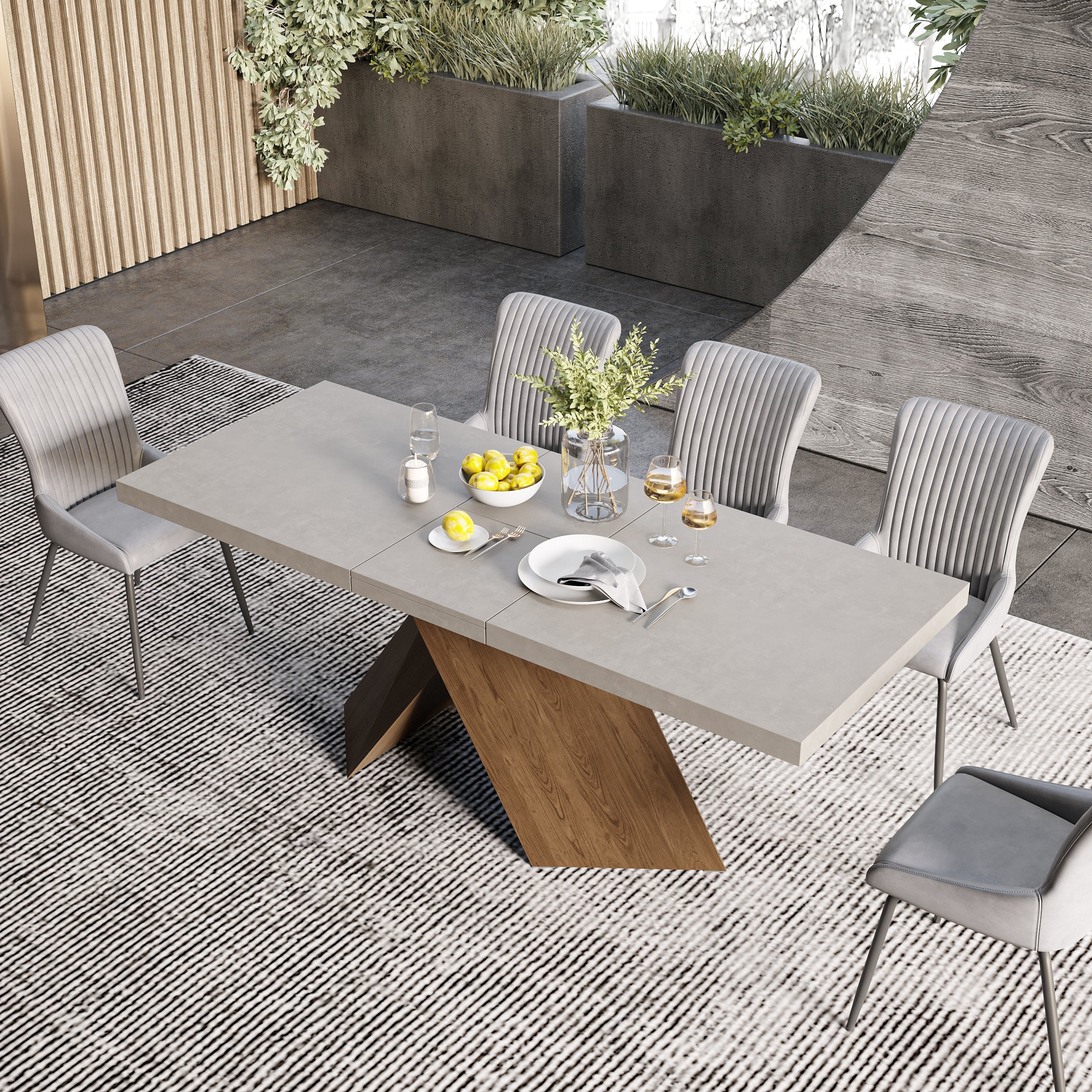 HMR - Farmhouse Extendable Wood Dining Table
