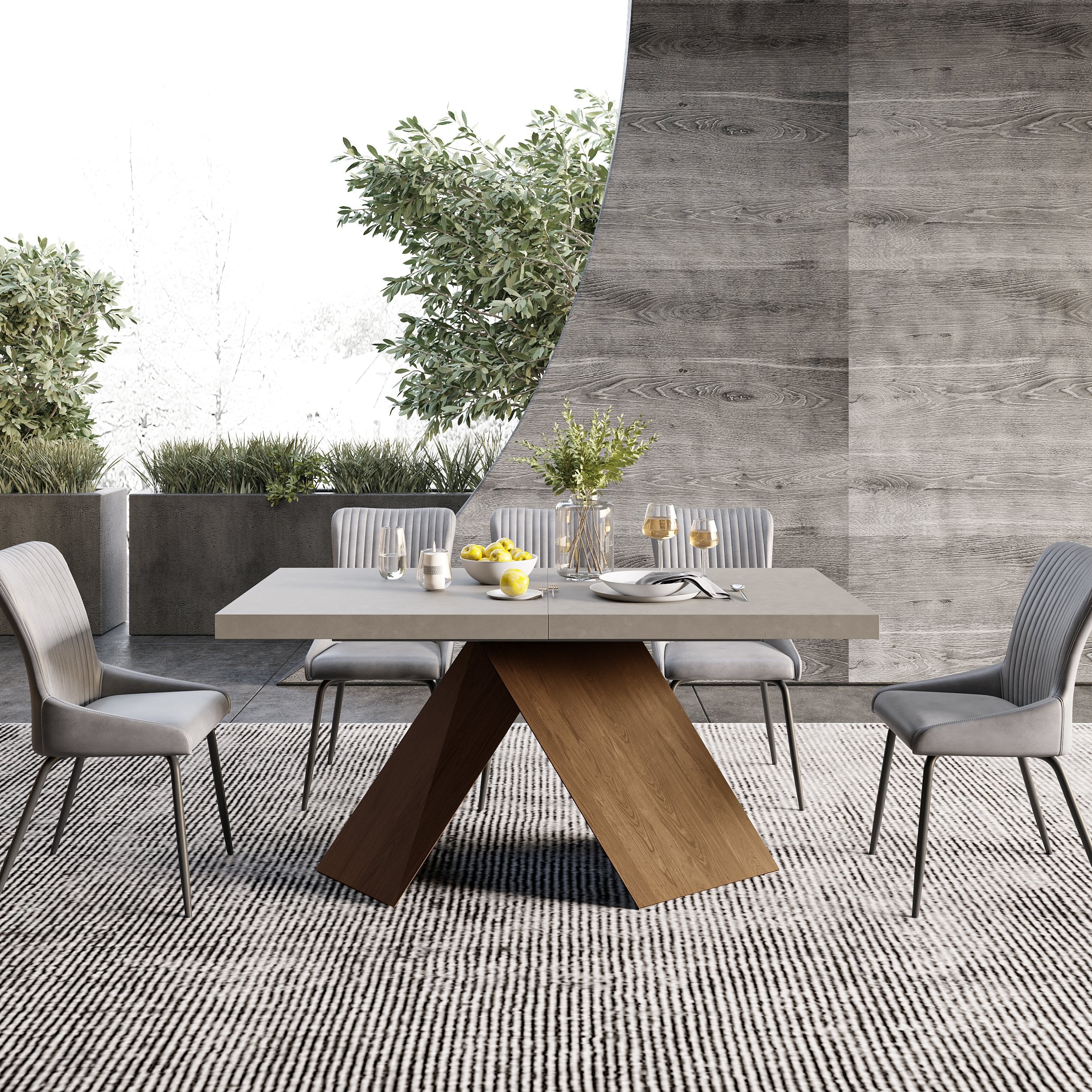 HMR - Farmhouse Extendable Wood Dining Table