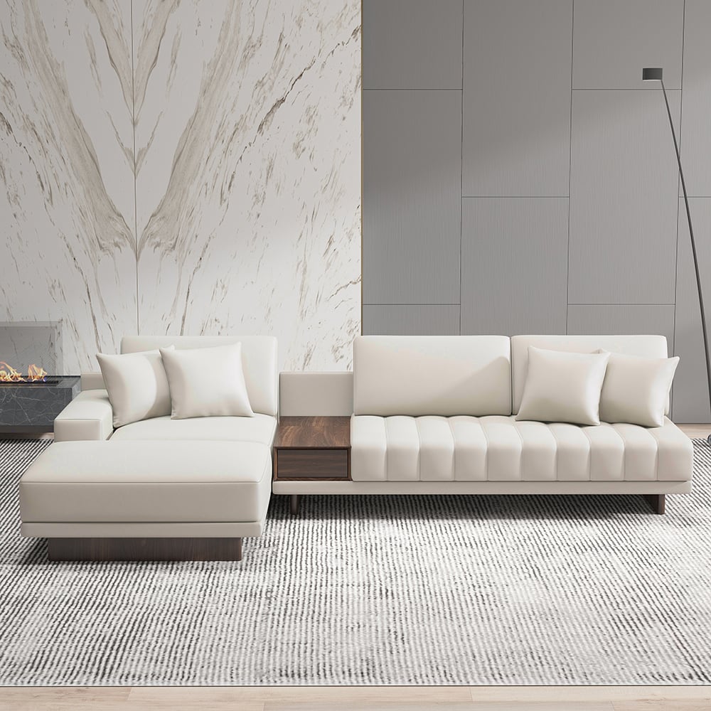 HMR - 126" L-Shaped Modular Sectional with Chaise & Ottoman