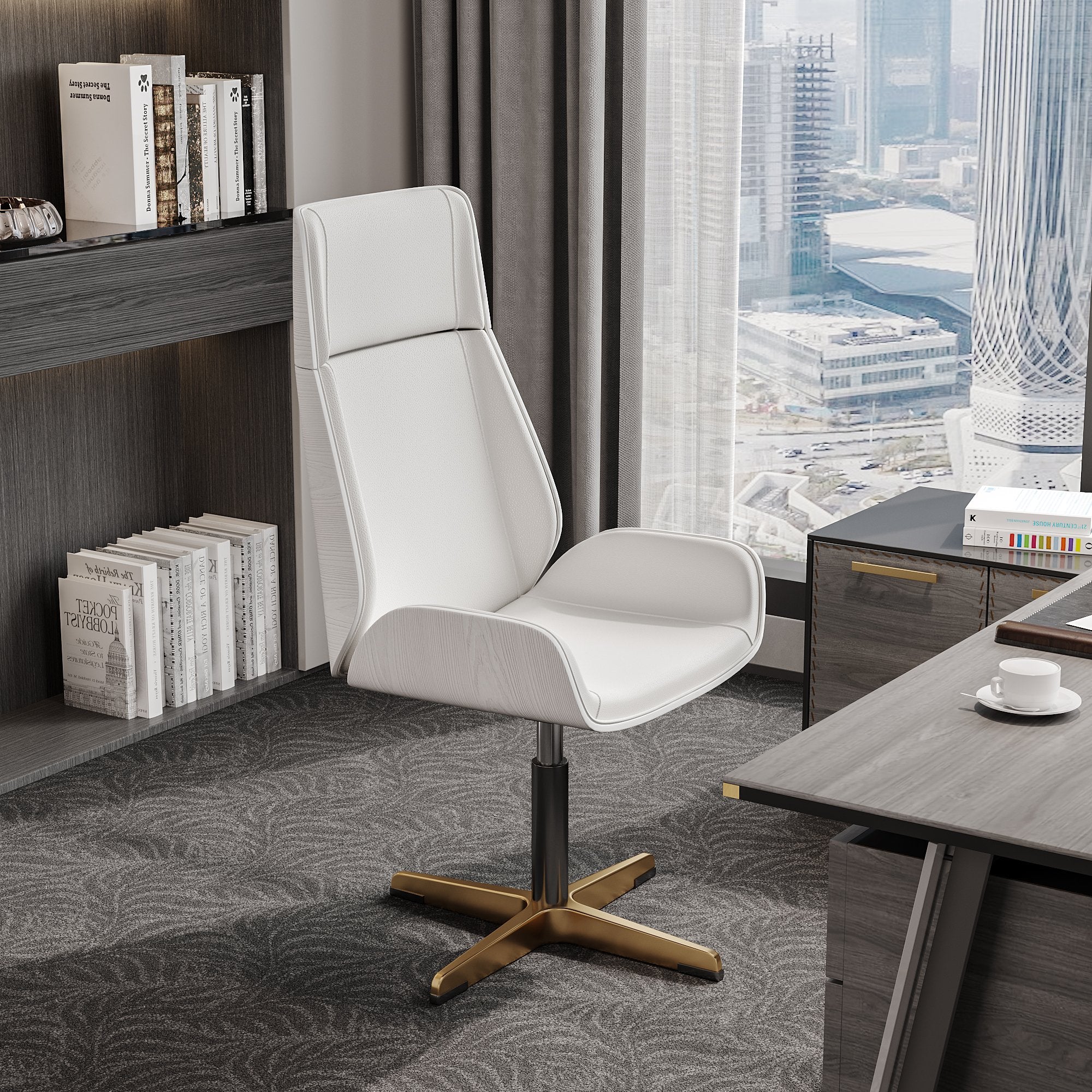 HMR - Modern Home Office Chair with Upholstered High Back