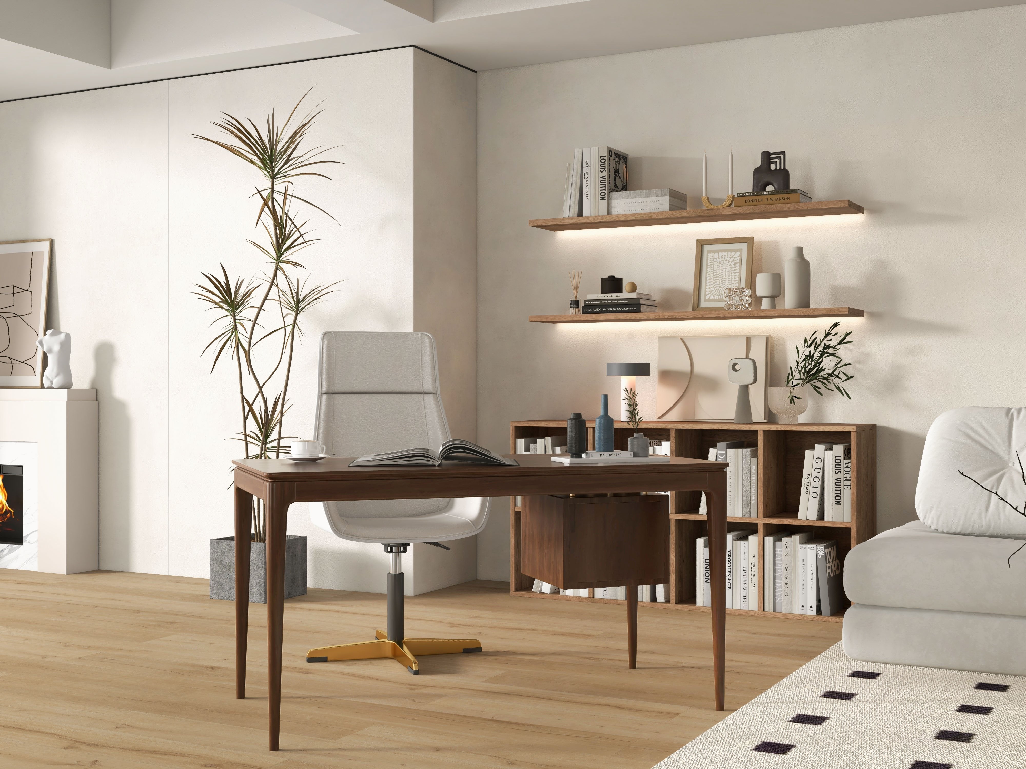 HMR - Modern Home Office Chair with Upholstered High Back