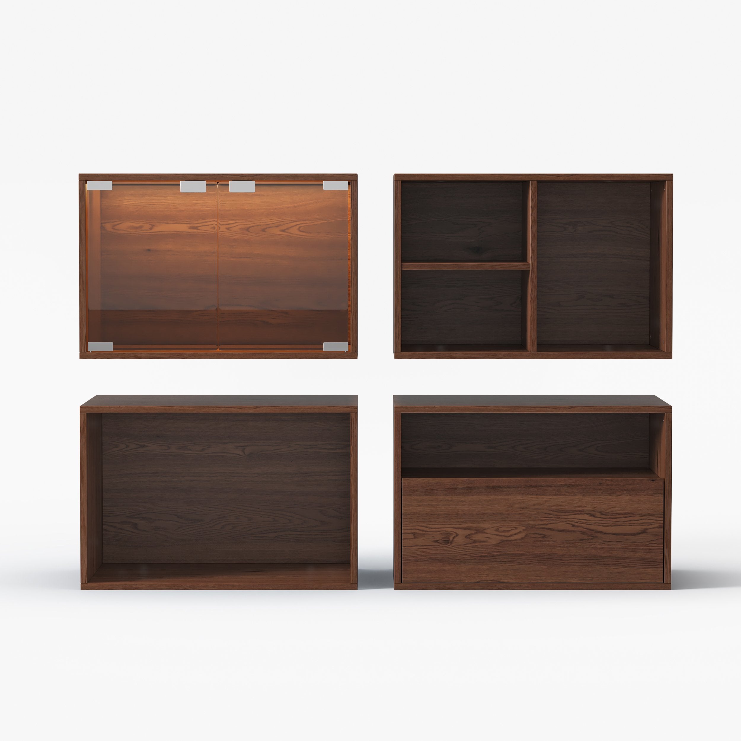 HMR - 94.5" Walnut Modular TV Stand with Storage