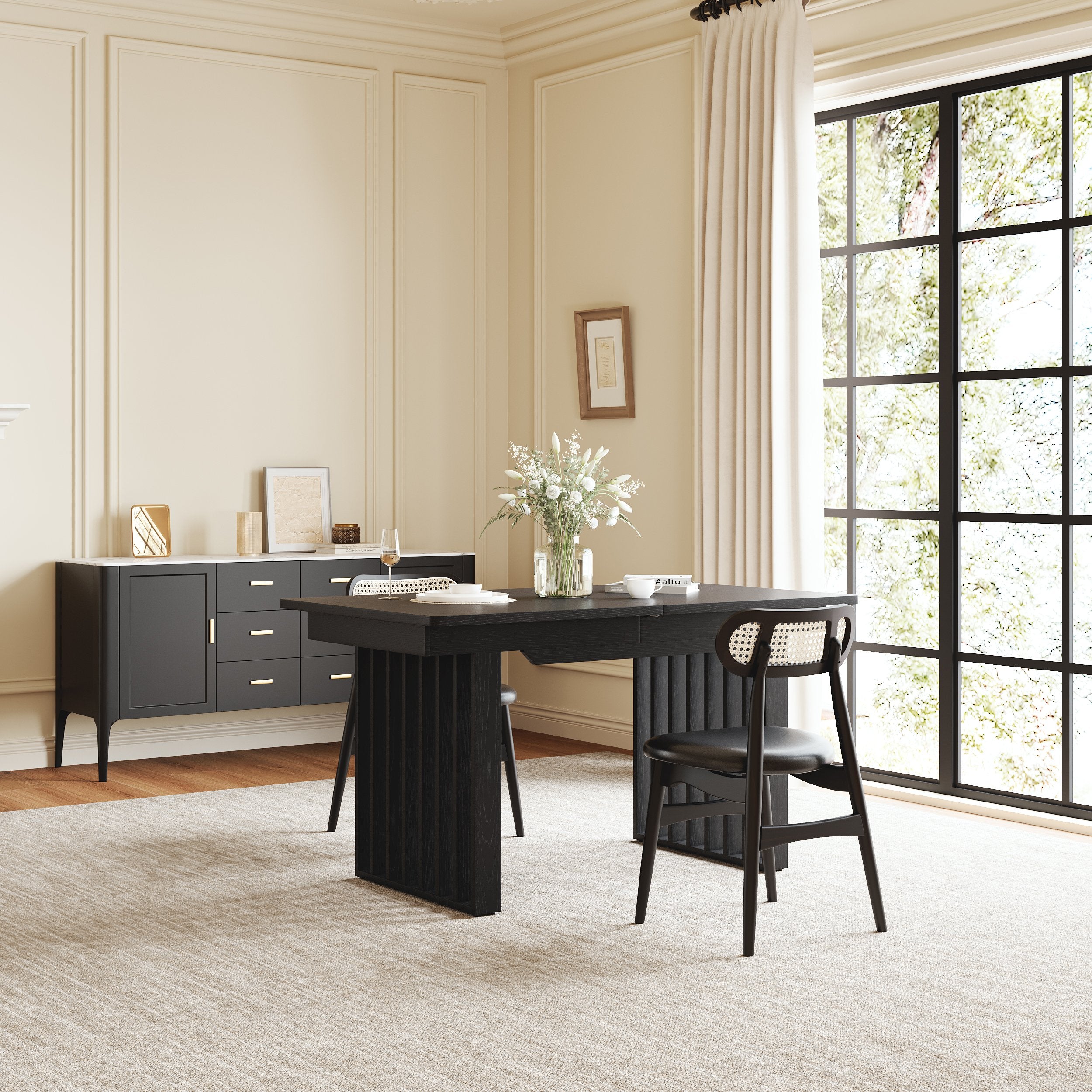 HMR - 55"-87" Extendable Dining Table Seats 4-8 People
