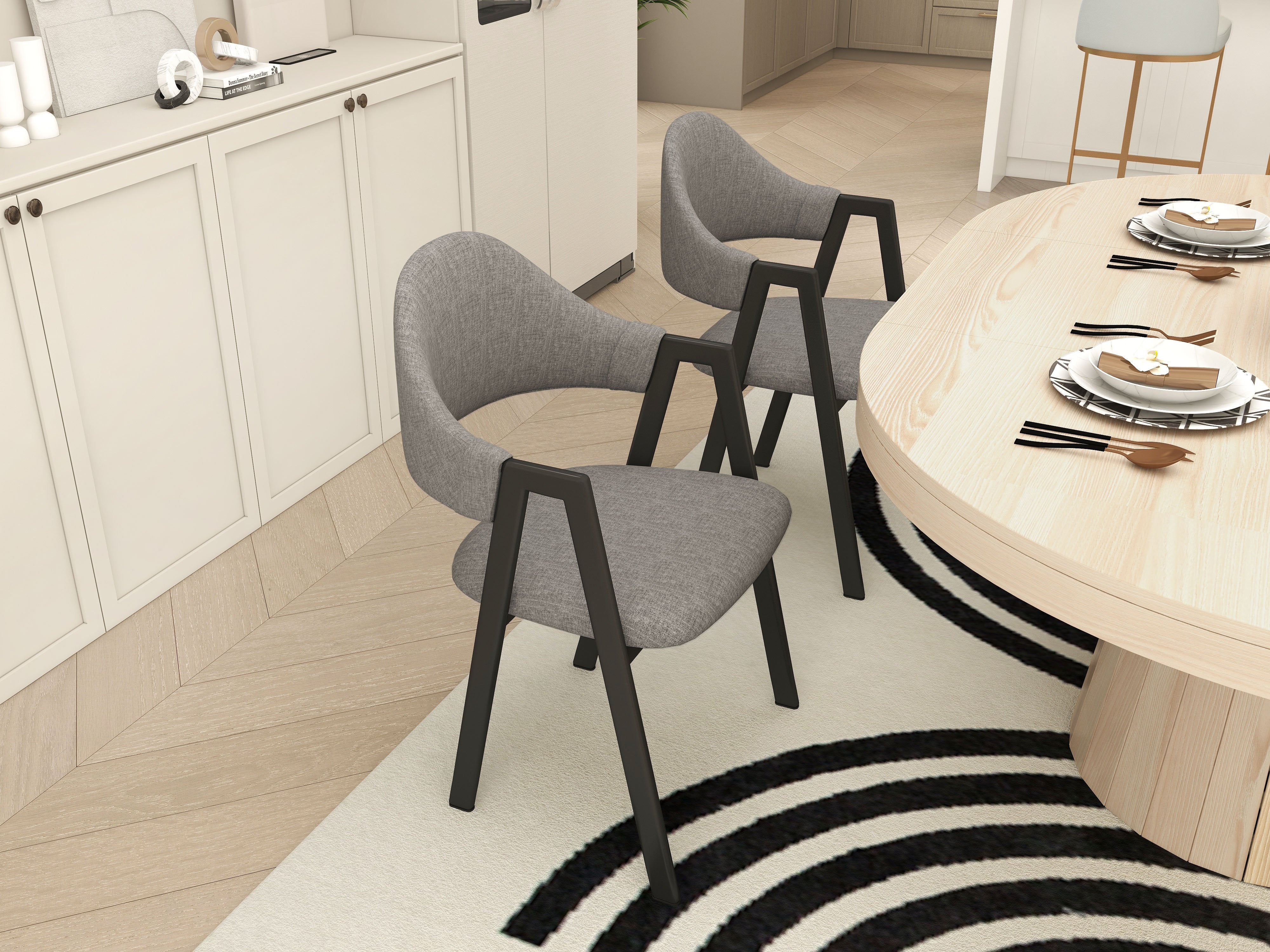 HMR - 39"-55" Japandi Style Oval & Round Extendable Wood Dining Table (Seats 4-6 People)