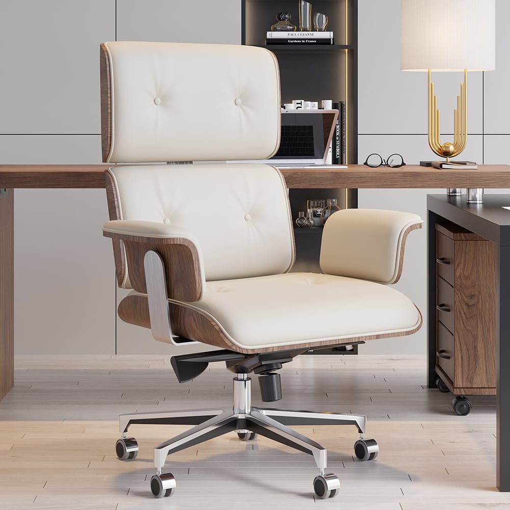 HMR - Modern Standing Computer Desk & Upholstered Swivel Task Office Chair Set (59.8" )