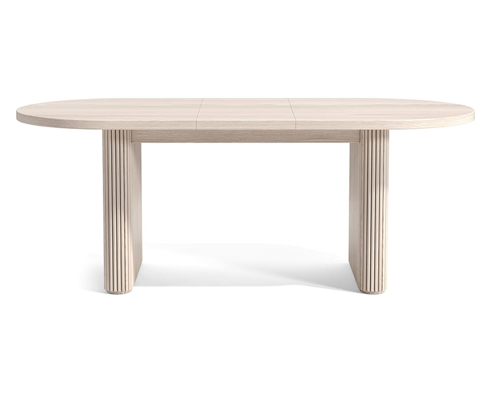 HMR - Dining Set 63"-79" Japandi Oval Extendable Dining Table Whitewash with Chairs
