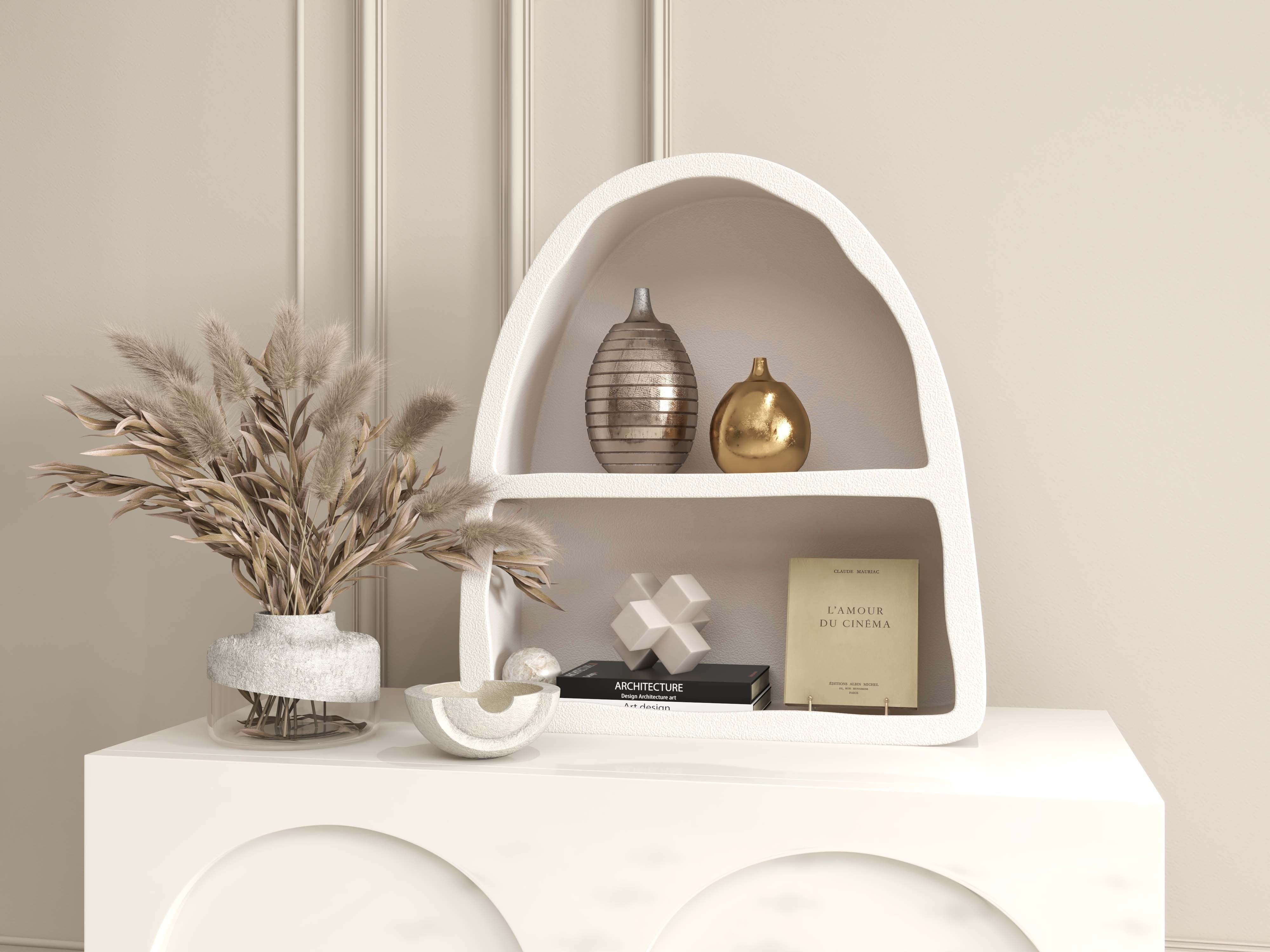 HMR - Japandi Cream White Dresser Nordic Arch Chest