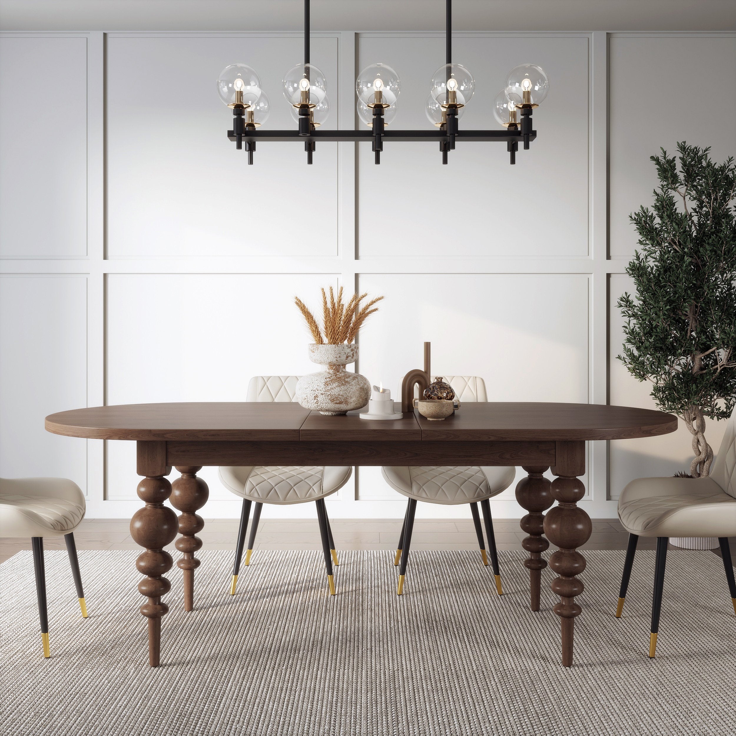 HMR - Mid-Century Oval Extendable Dining Table