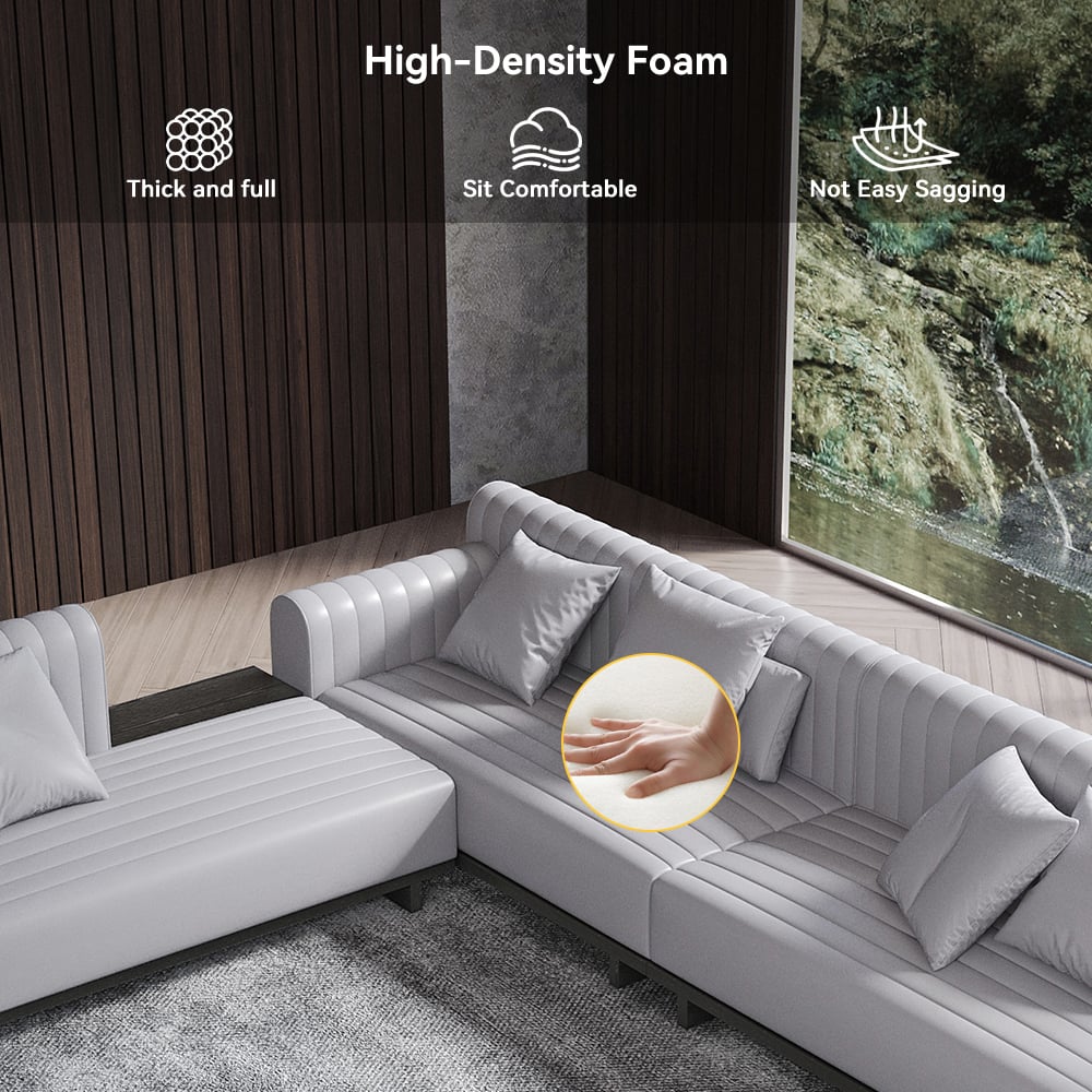 HMR - 157" Modern Corner L-Shaped Sectional Sofa with Side Open Storage