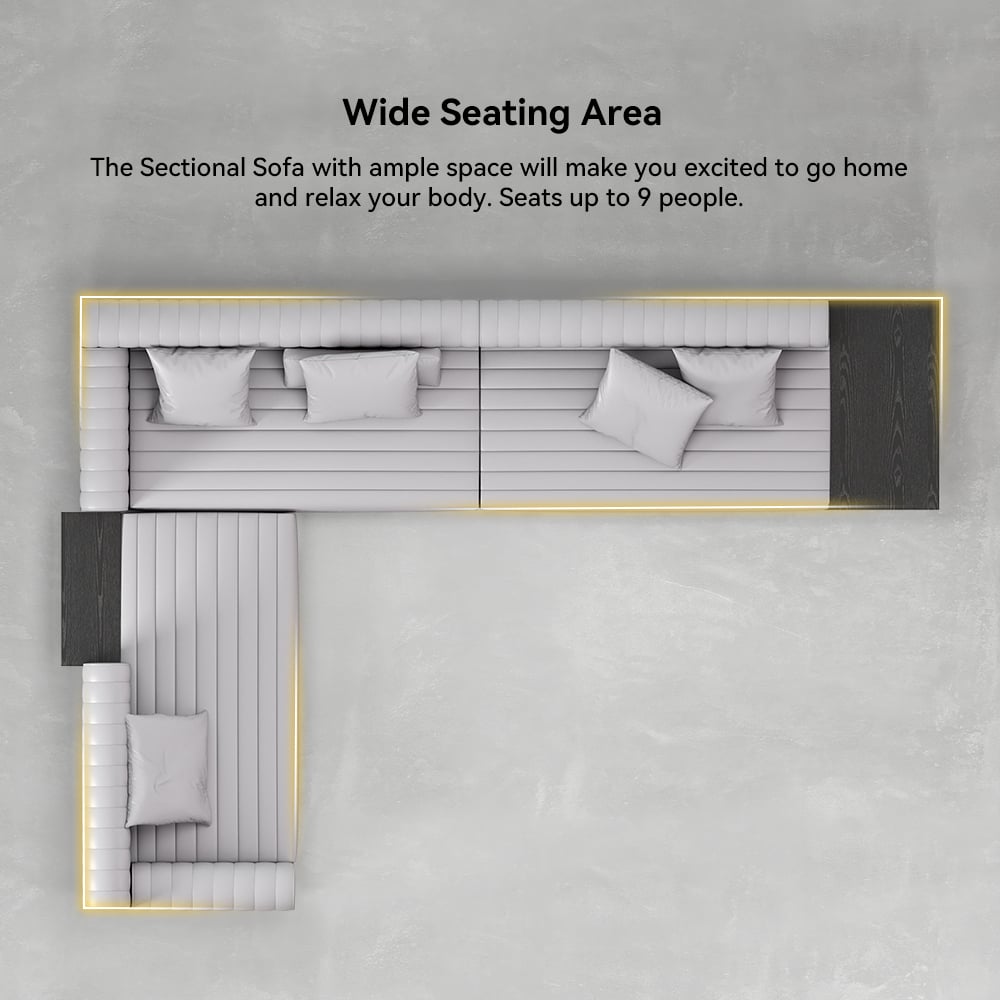 HMR - 157" Modern Corner L-Shaped Sectional Sofa with Side Open Storage