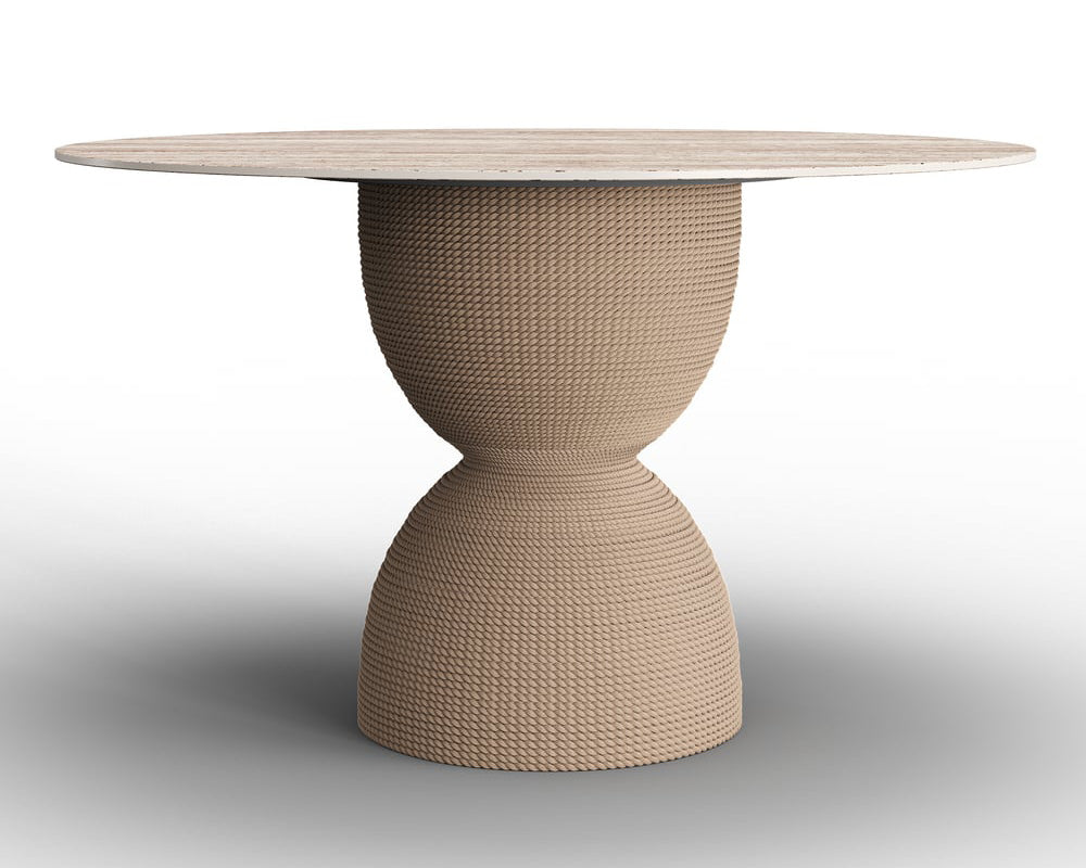 HMR - 47.2" Modern Style Round Sintered Stone Dining Table Seats 4-6 People