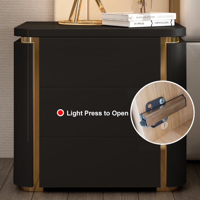 HMR - Modern Luxury Square Nightstand with 3 Drawers