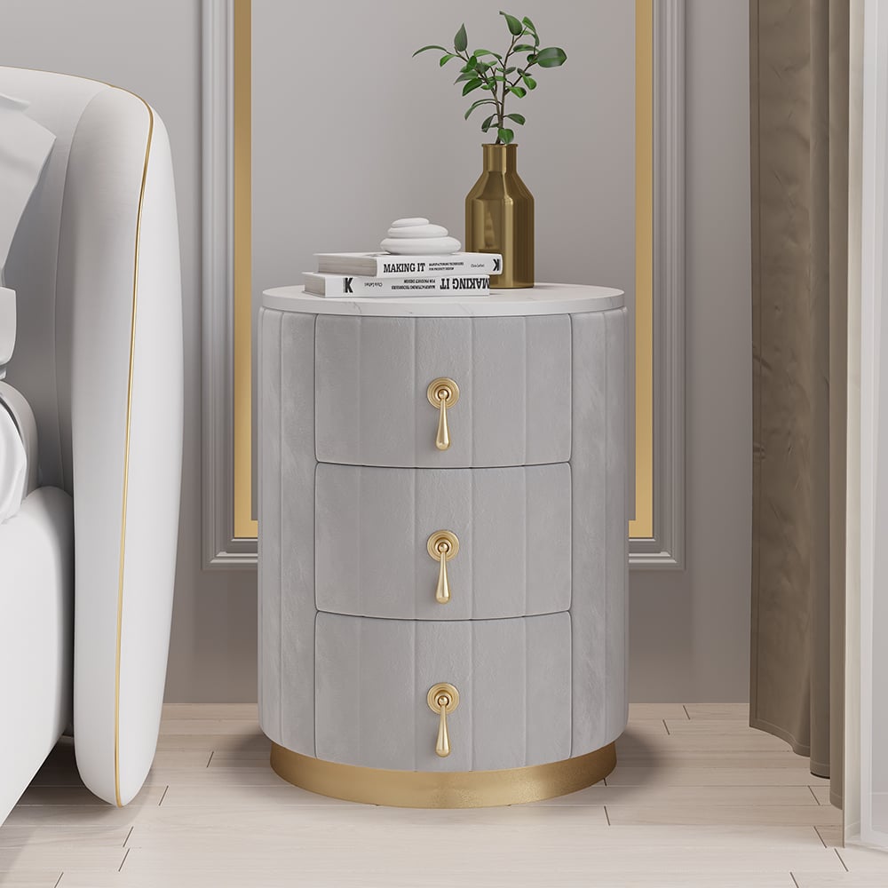 HMR - 3-Drawer Round Nightstand