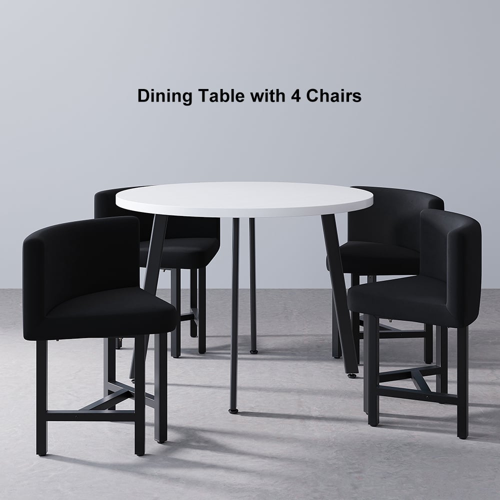 HMR - Dining Set 394 Modern Round Wood Dining Table with 4 Chairs
