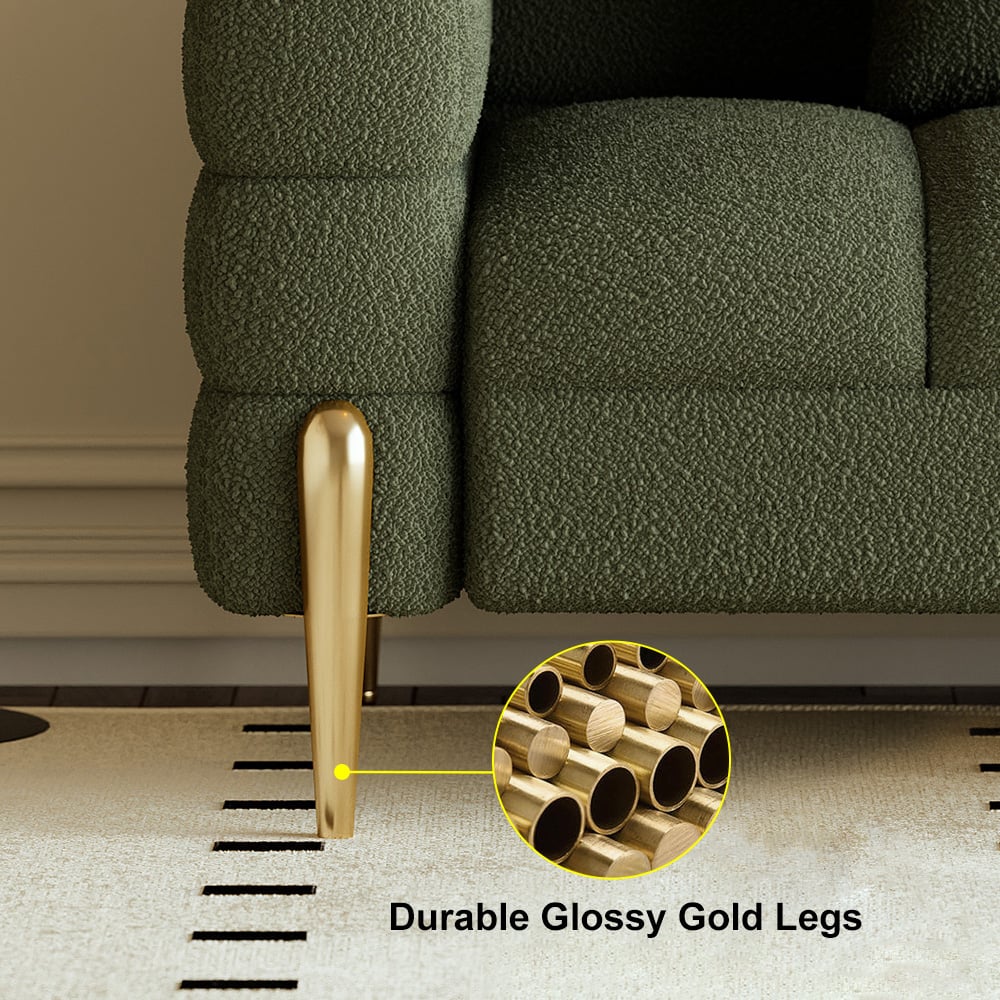 HMR - Aurora 79" Fluted Sofa with Gold Legs & Pillows